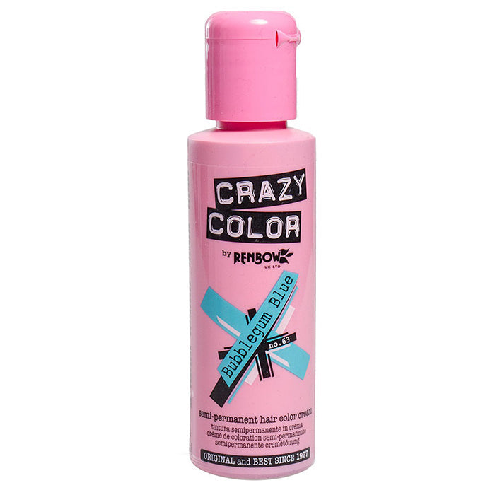 CRAZY COLOR SEMI-PERMANENT HAIR COLOR CREAM BUBBLEGUM BLUE 63
