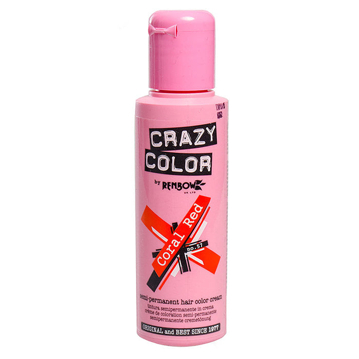 CRAZY COLOR SEMI-PERMANENT HAIR COLOR CREAM CORAL RED 57