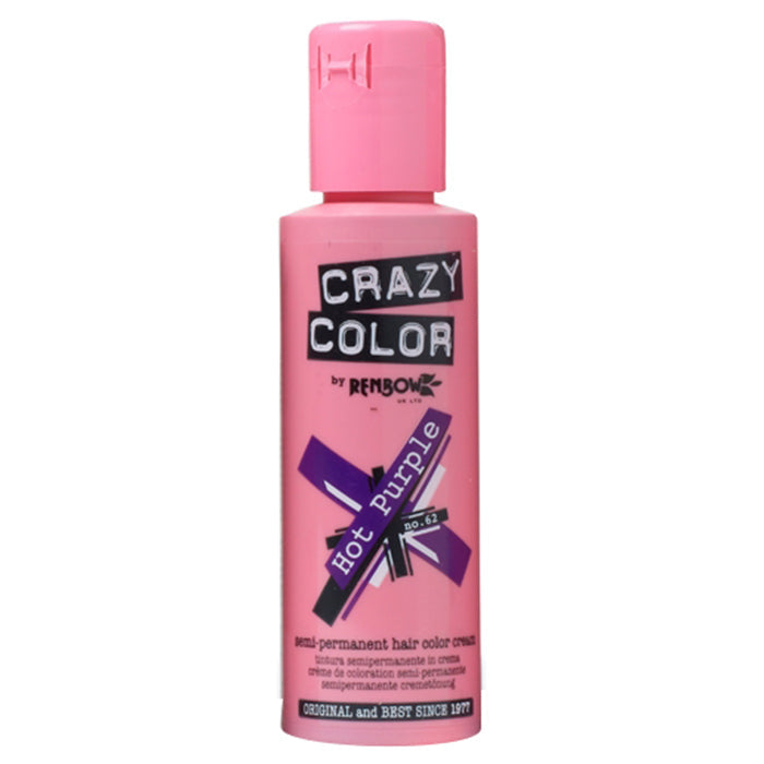 CRAZY COLOR SEMI-PERMANENT HAIR COLOR CREAM HOT PURPLE 62