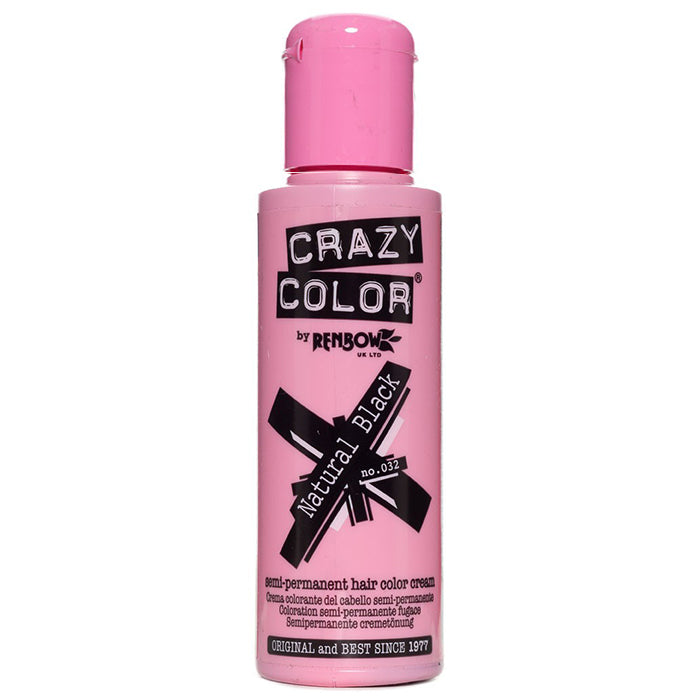 CRAZY COLOR SEMI-PERMANENT HAIR COLOR CREAM NATURAL BLACK 032