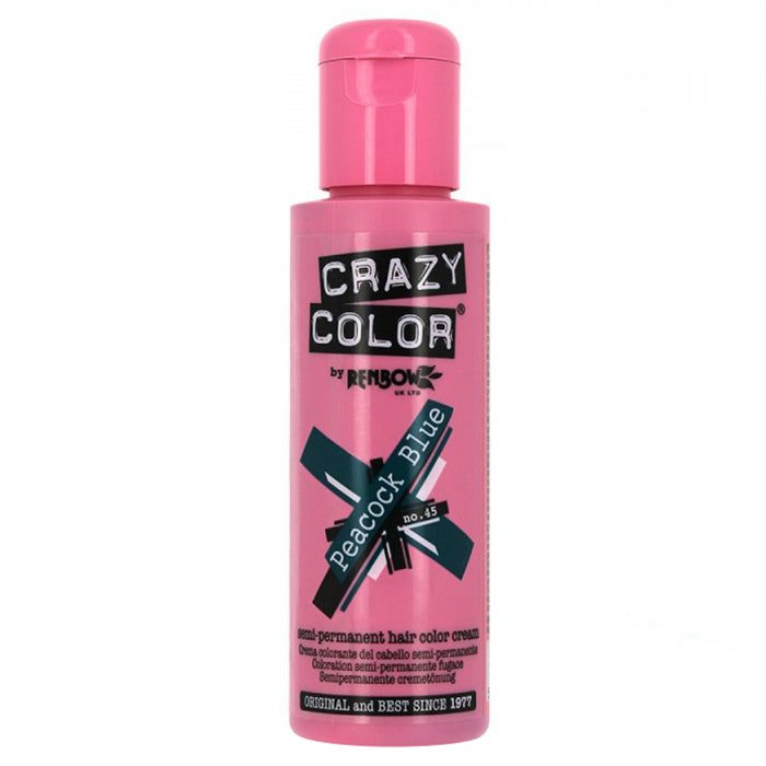 CRAZY COLOR SEMI-PERMANENT HAIR COLOR CREAM PEACOCK BLUE 45