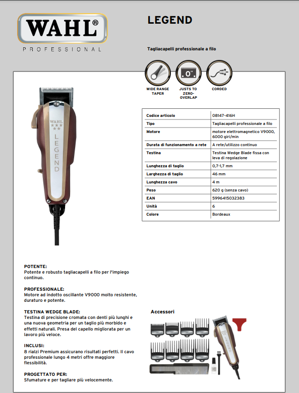 WAHL PROFESSIONAL TAGLIACAPELLI 5 STAR SERIES LEGEND